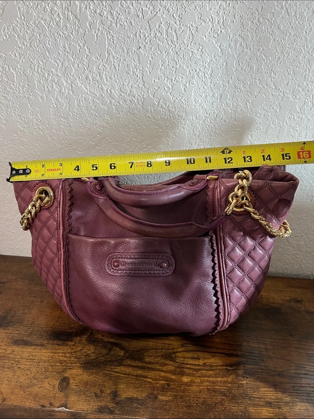 Beautiful Juicy Couture Plum Quilted Leather Hobo with Gold Chain